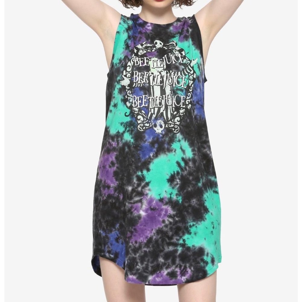 Tim Burton’s Beetlejuice tie dye tshirt dress size large